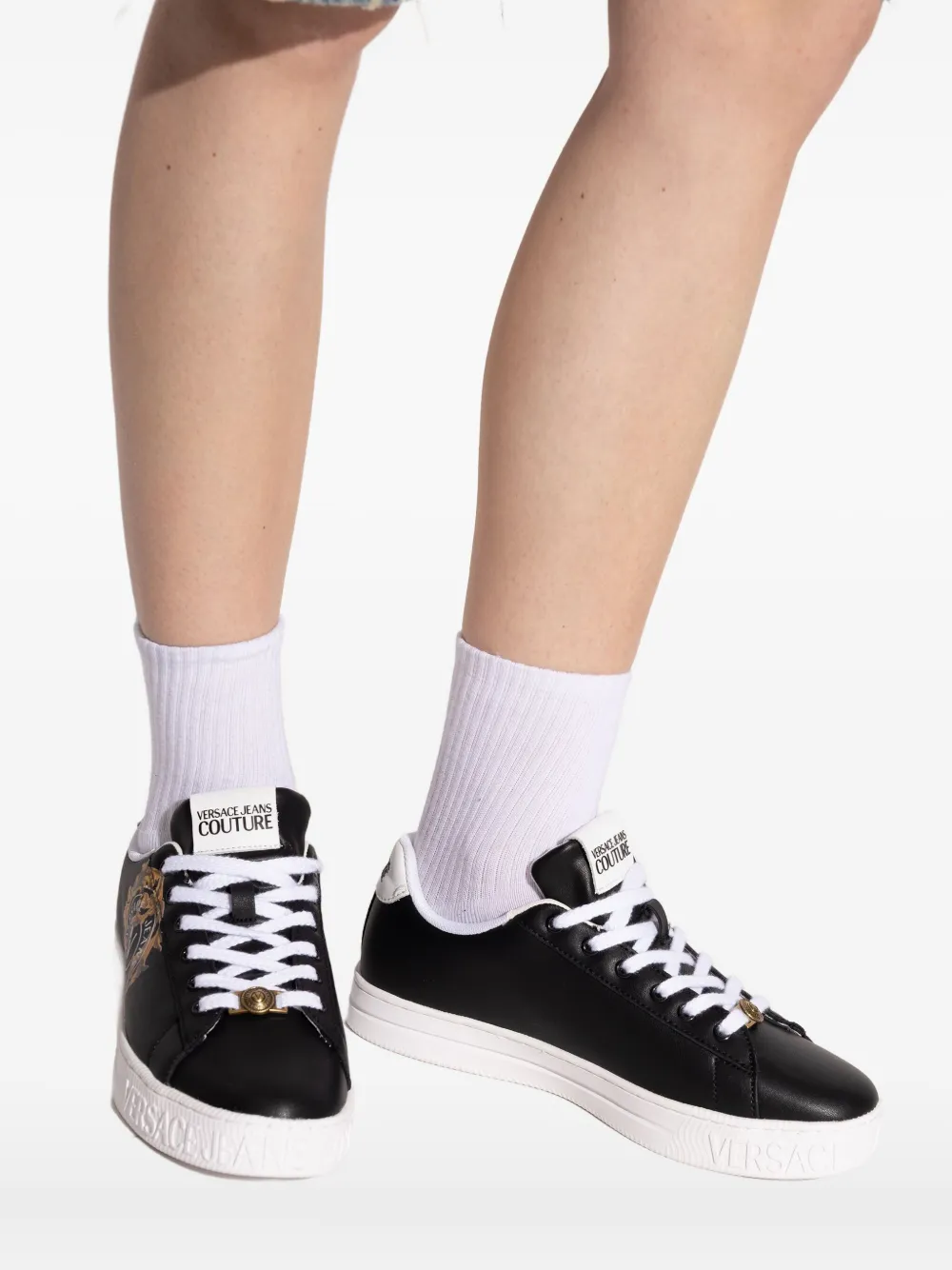 Versace Jeans Couture Sneakers met logoprint Zwart