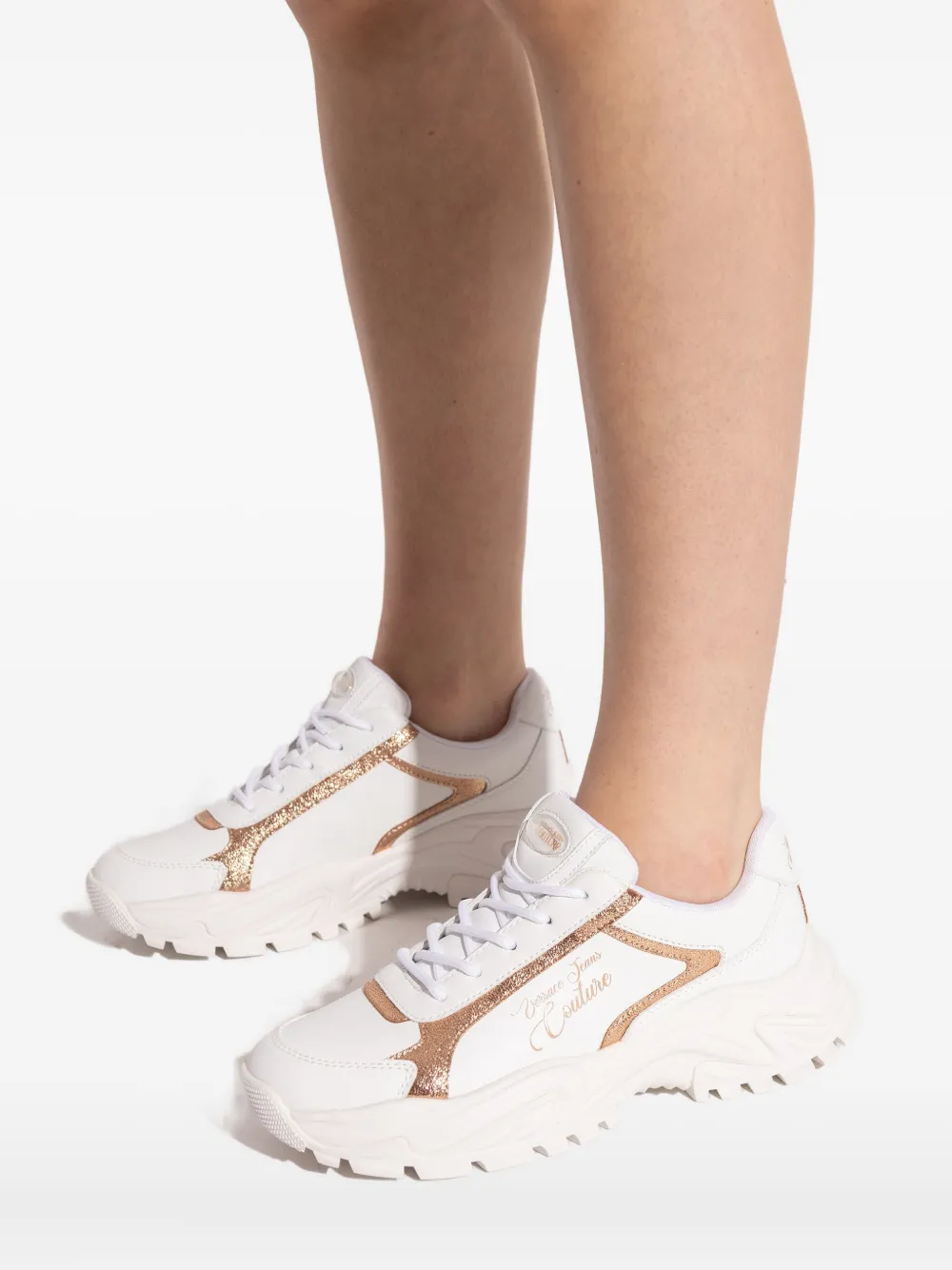 Versace Jeans Couture Sneakers met glitterdetail Wit