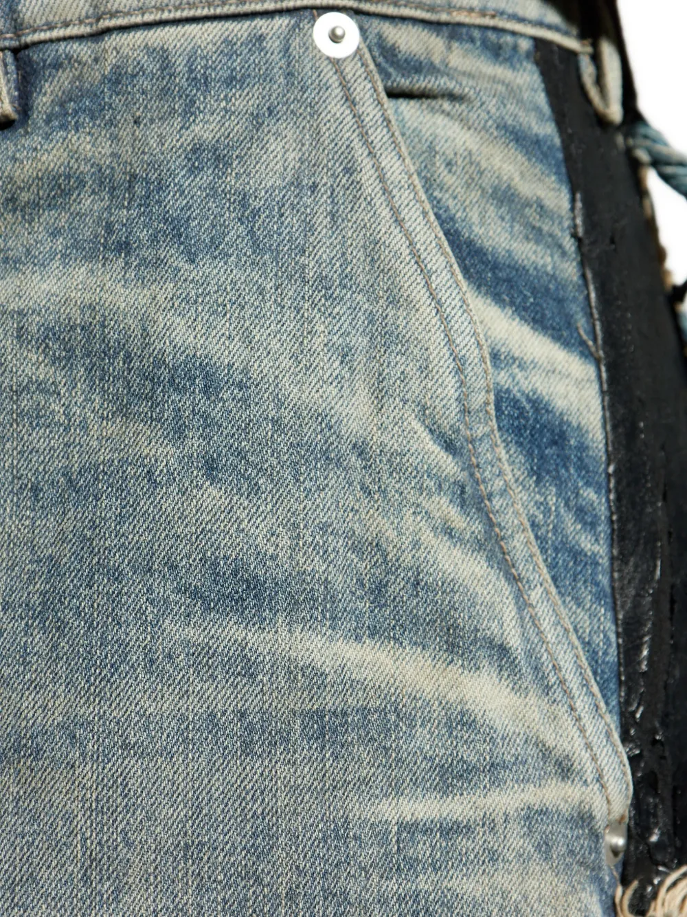 Rick Owens Joris Ripped-panel Jeans In Blue