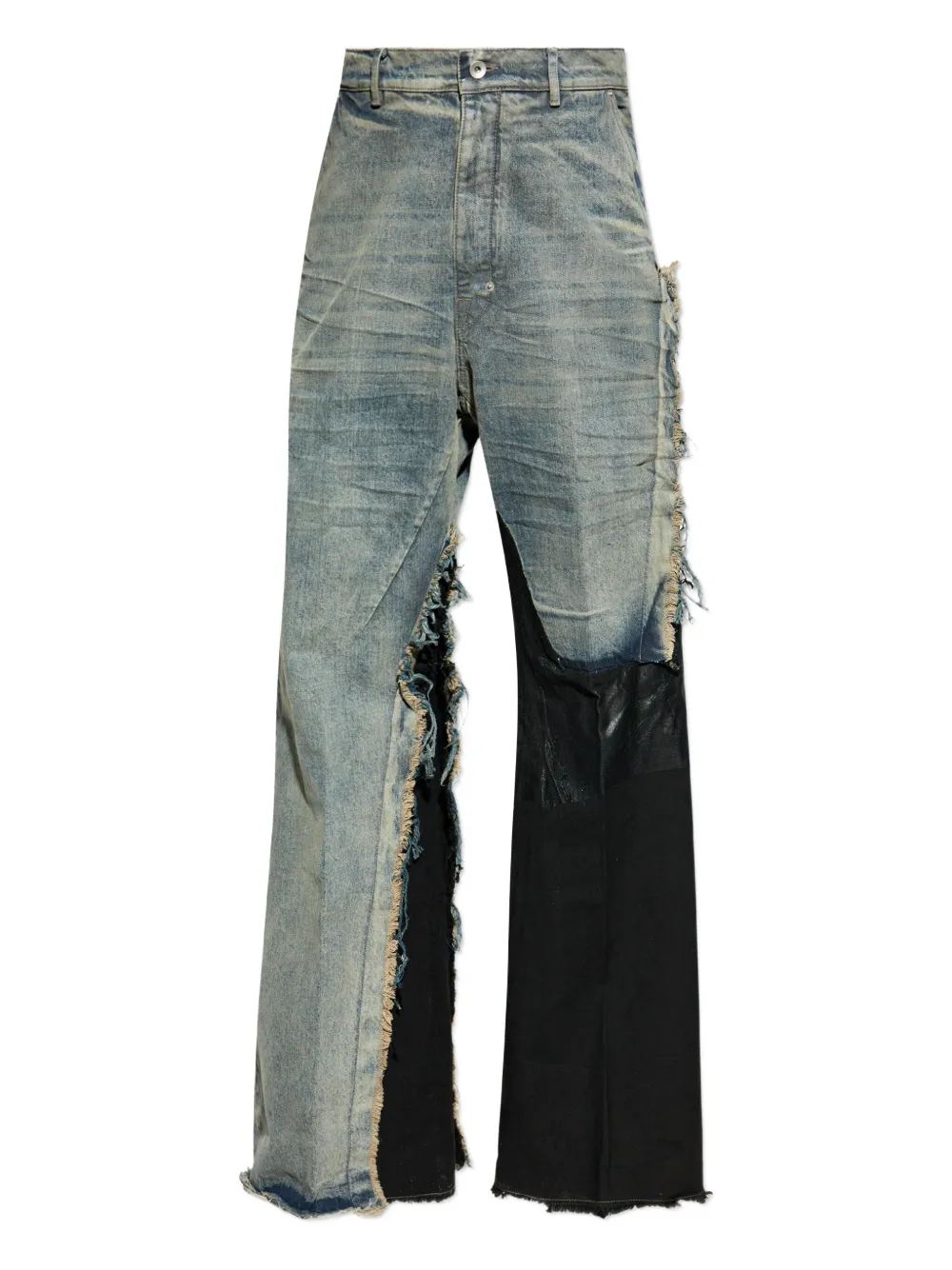 Rick Owens Joris Ripped-panel Jeans In Blue