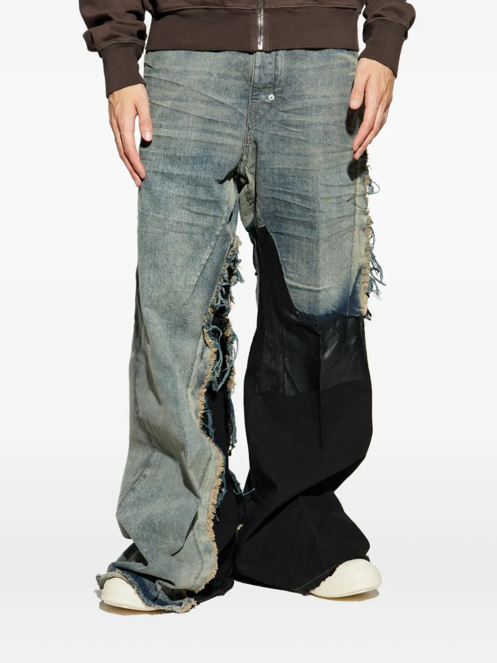 Rick Owens Joris Ripped-panel Jeans In Blue
