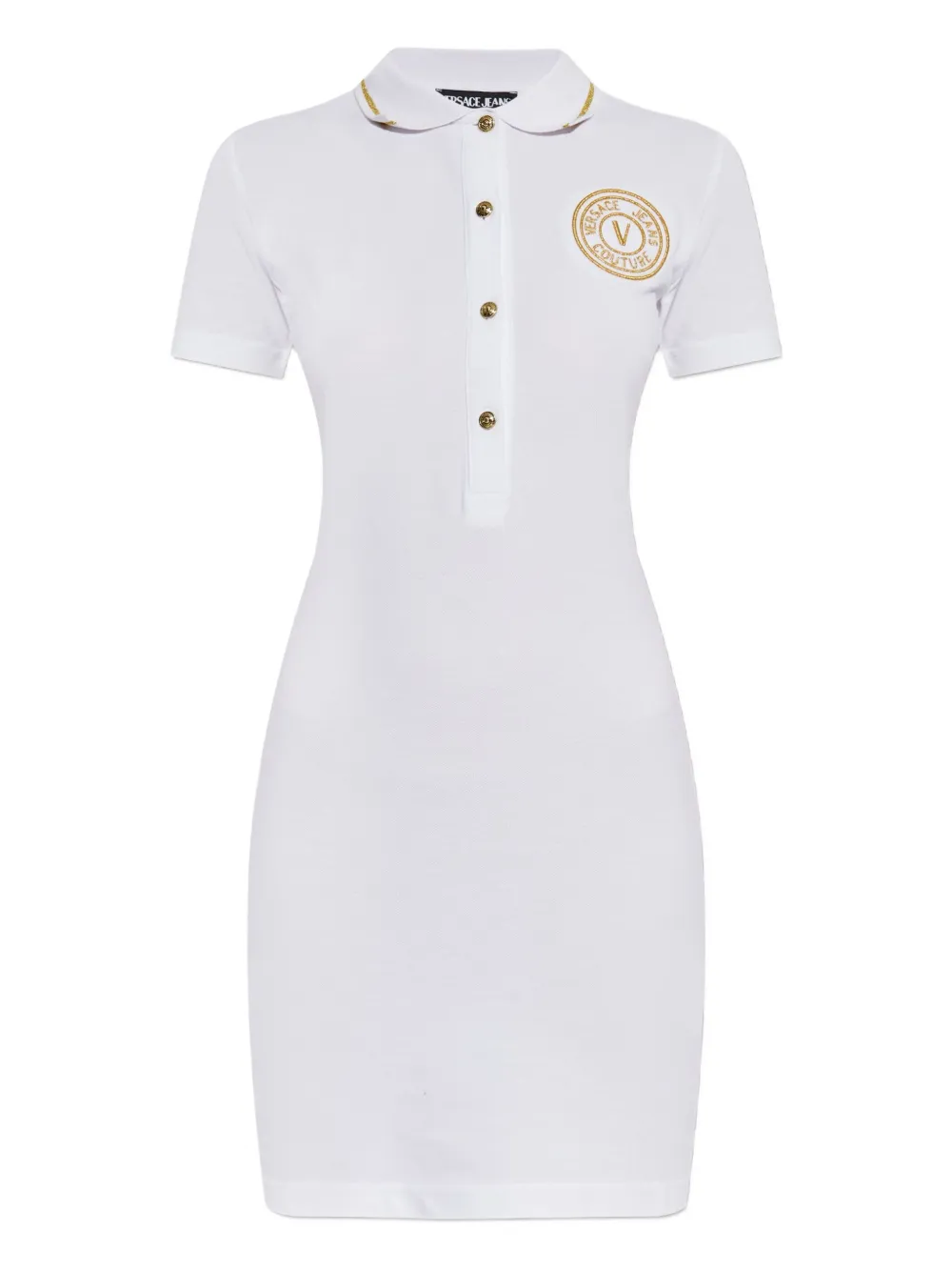 Versace Jeans Couture button embroidered midi dress - Bianco