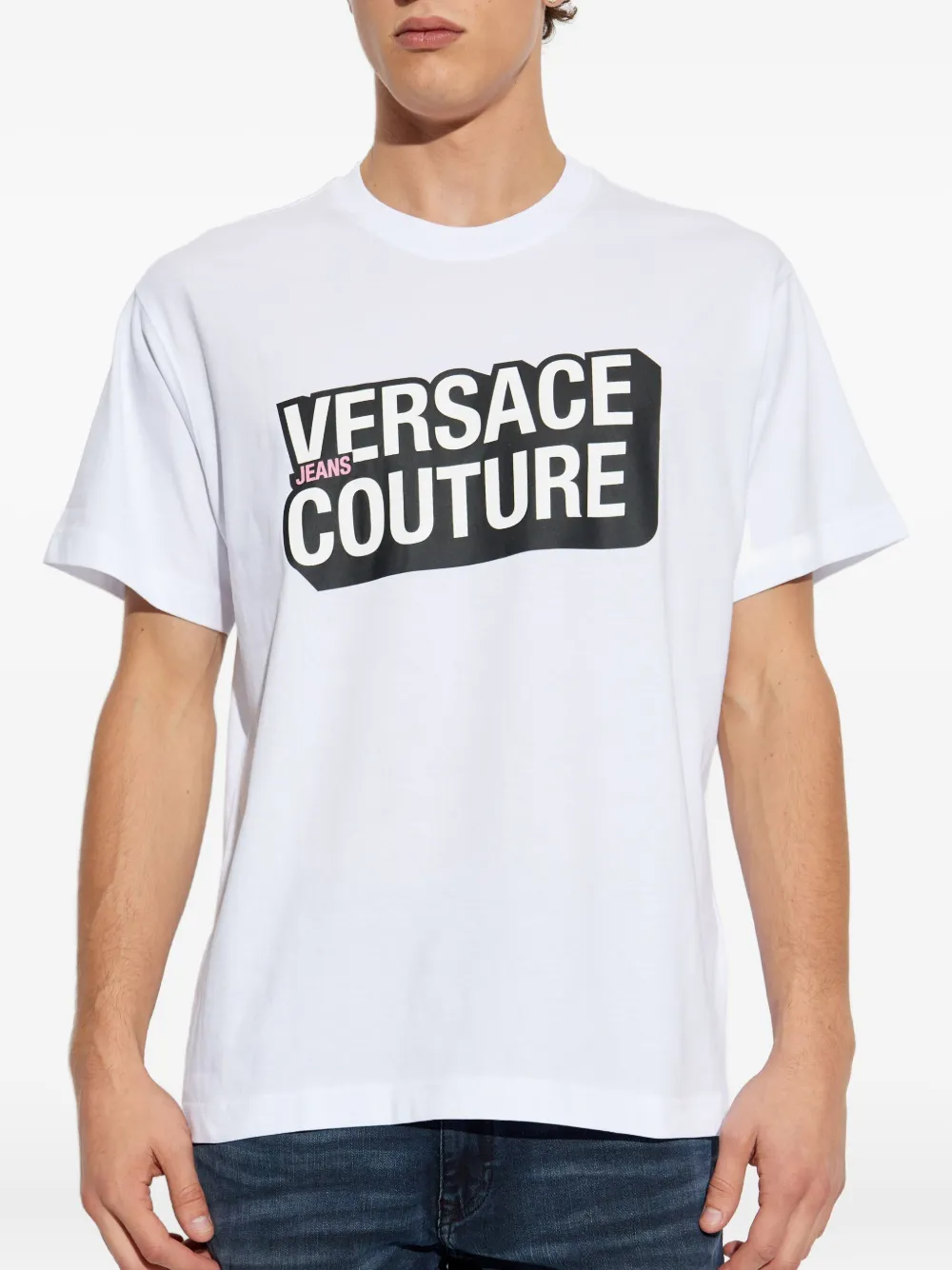 Versace Jeans Couture T-shirt met logoprint Wit