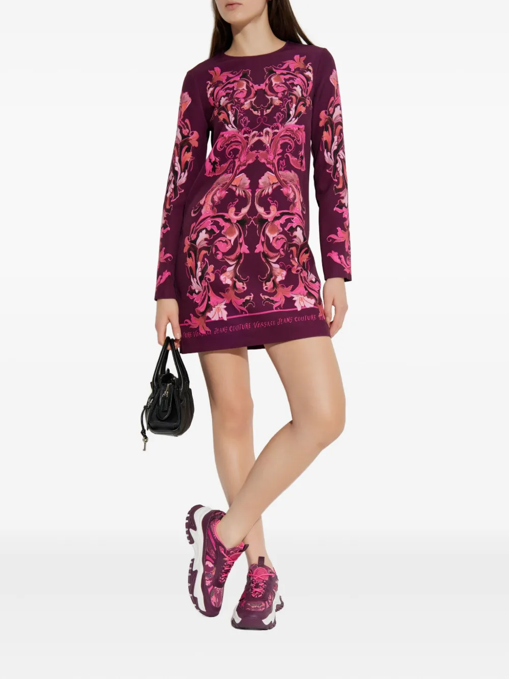 Versace Jeans Couture printed long-sleeve mini dress - Roze