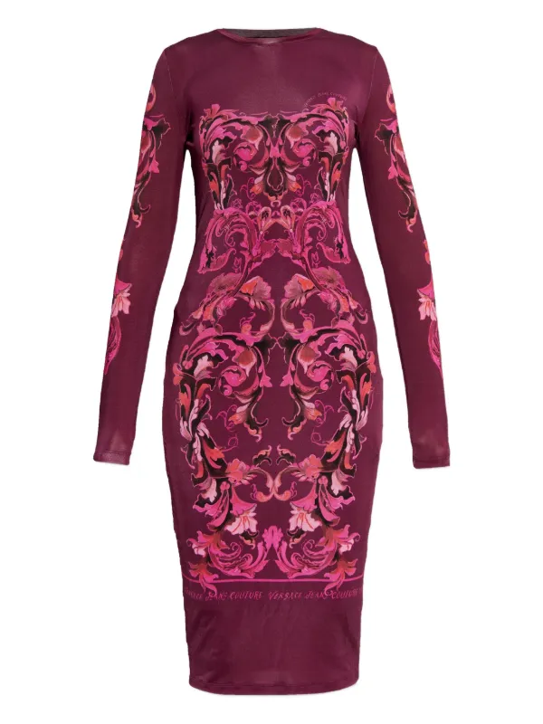Versace Jeans Couture バロッコプリント ロングスリーブドレス