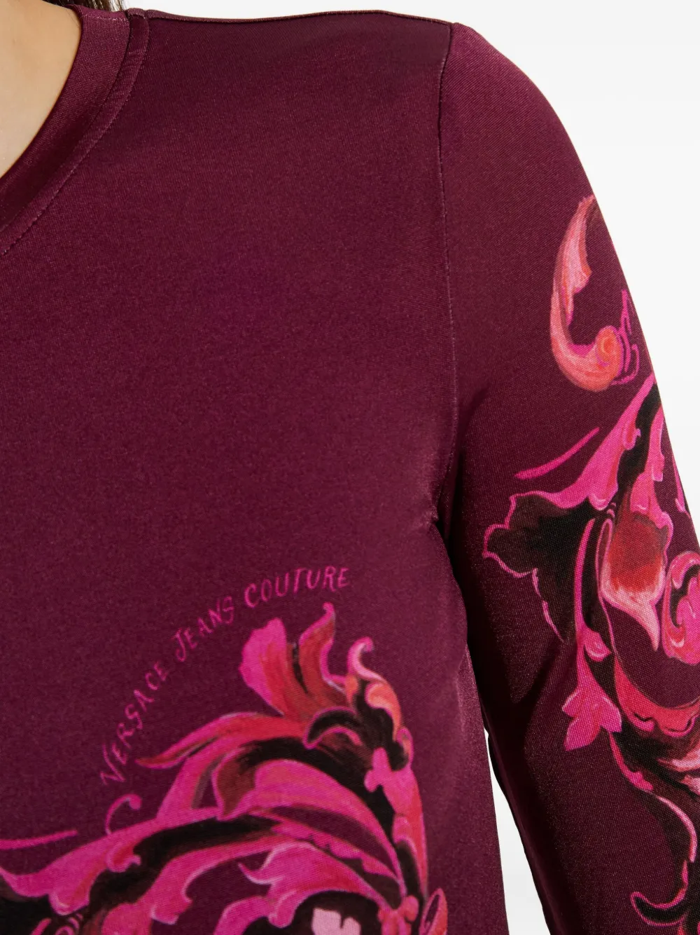 Versace Jeans Couture Midi-jurk met barokprint en lange mouwen Roze