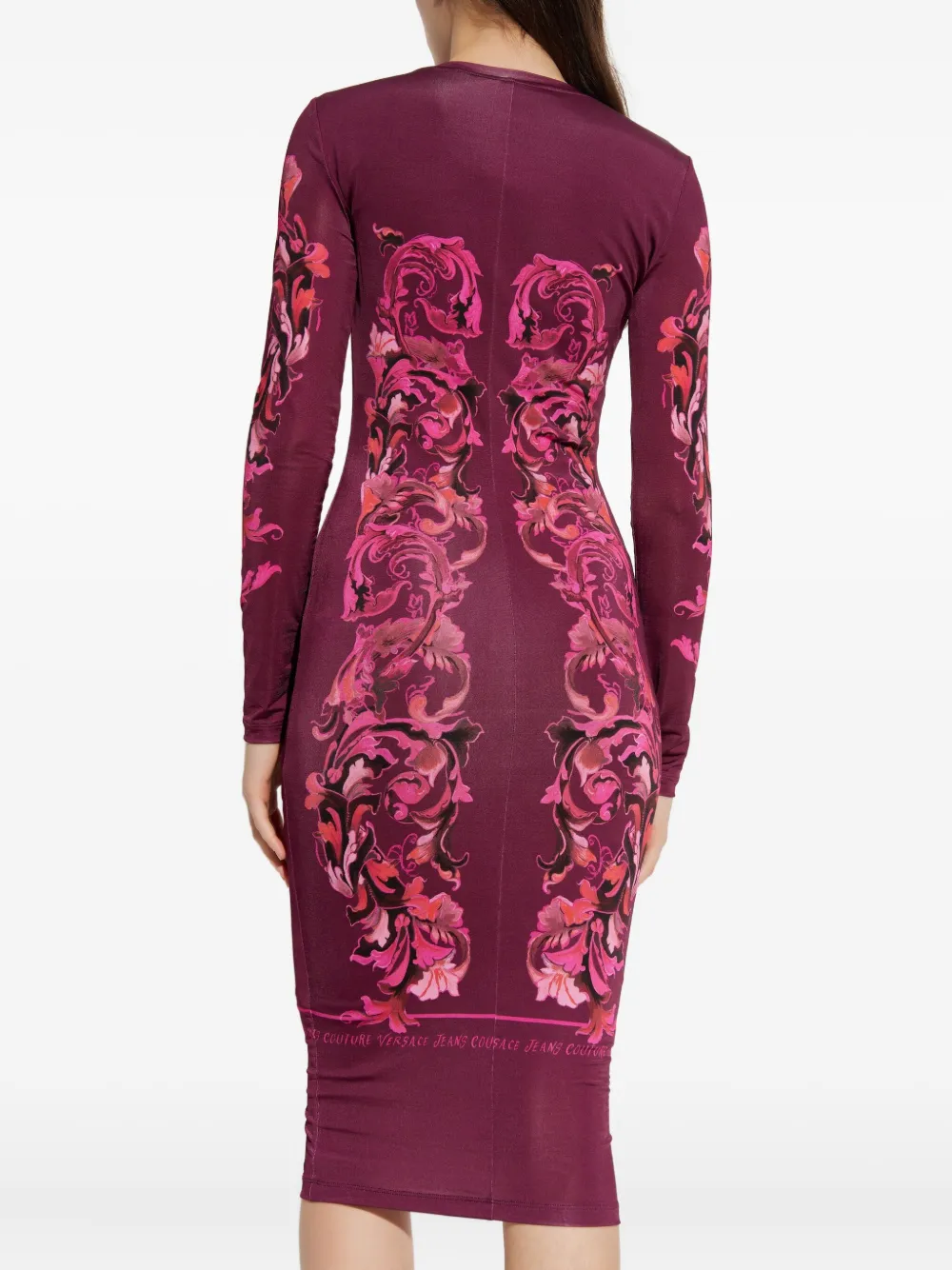 Versace Jeans Couture Midi-jurk met barokprint en lange mouwen Roze