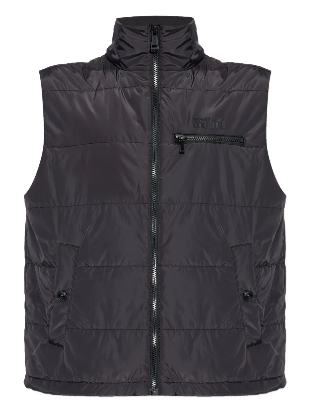 Versace Jeans Couture Zip-up Quilted Gilet In Black