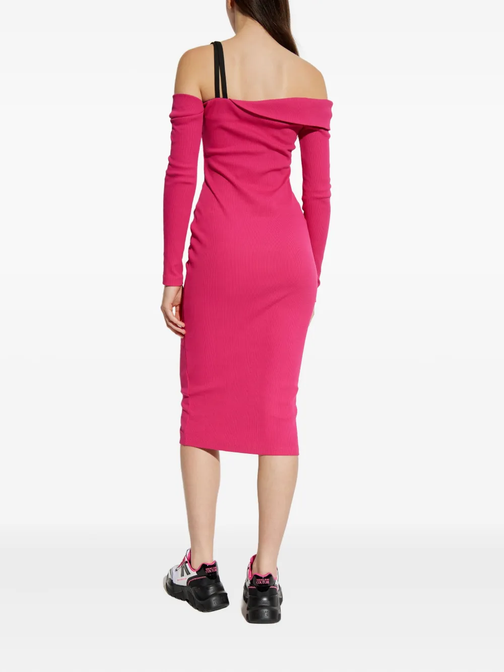 Versace Jeans Couture Off-shoulder midi-jurk met gesp Roze