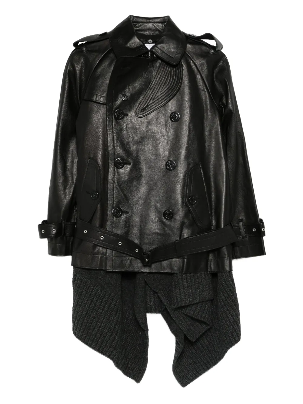 sacai レザーダブルジャケット - ブラック sacai レザーダブルジャケット - ブラック