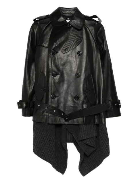 sacai chamarra de piel con doble botonadura