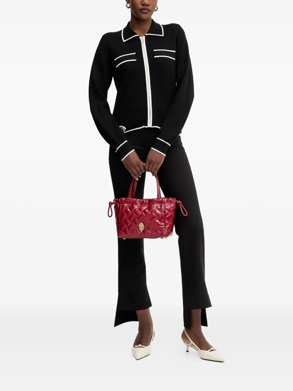 SIMONA CORSELLINI Broek met split in de zoom en uitgesneden details - Zwart