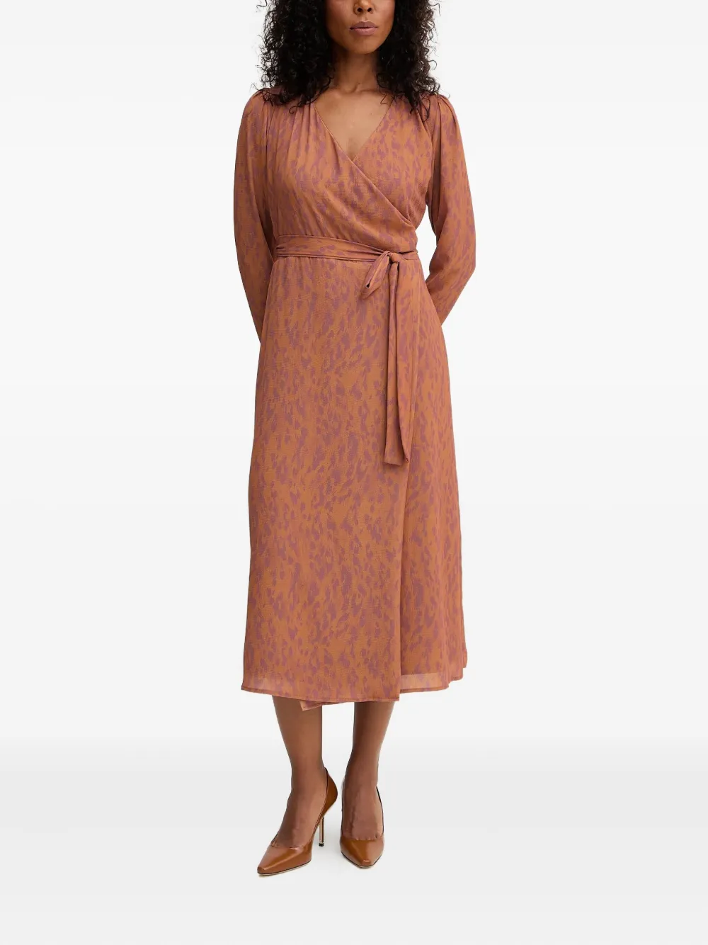 Silvian Heach Gestrikte midi-jurk met lange mouwen - Bruin