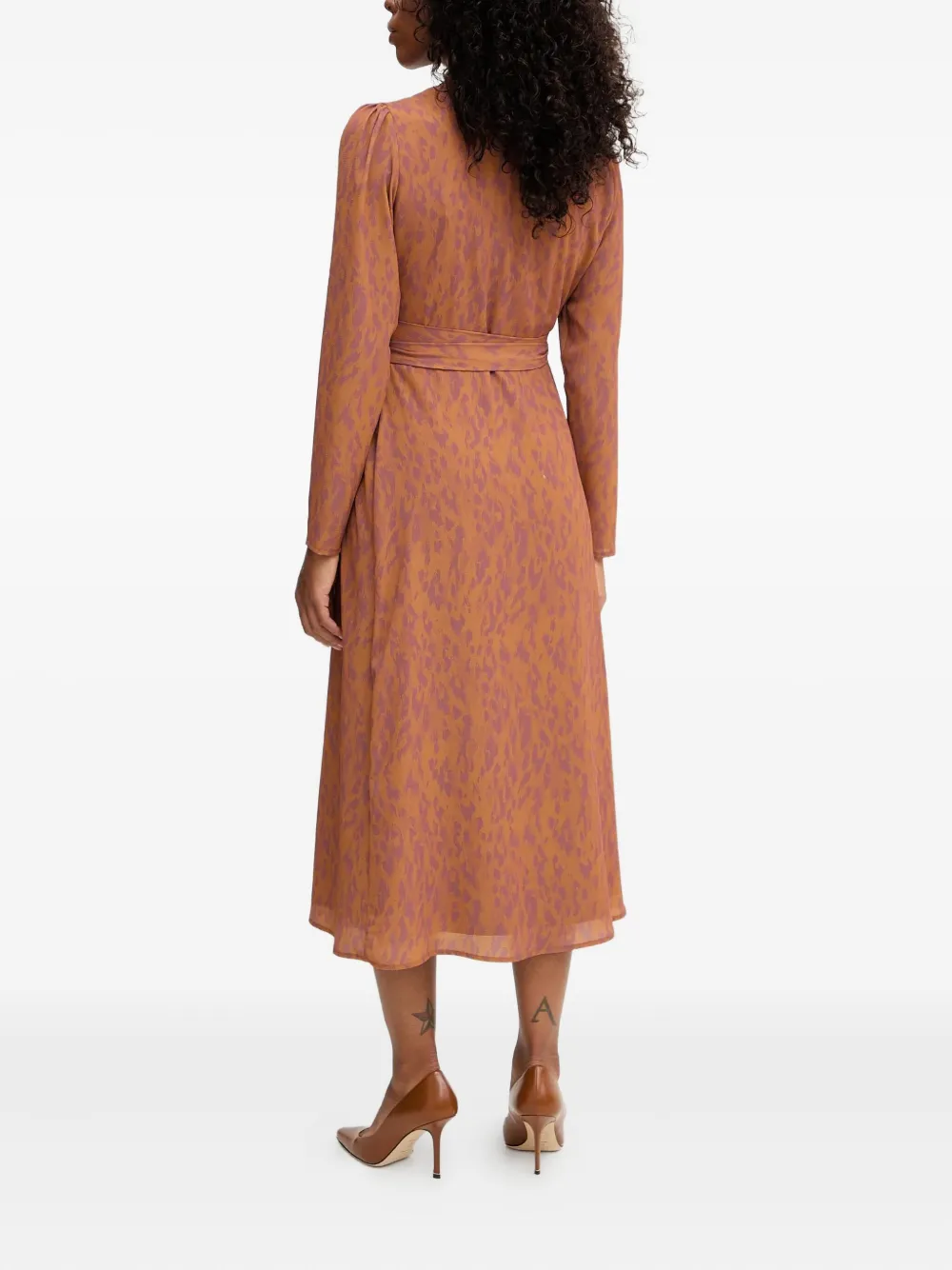 Silvian Heach Gestrikte midi-jurk met lange mouwen Bruin