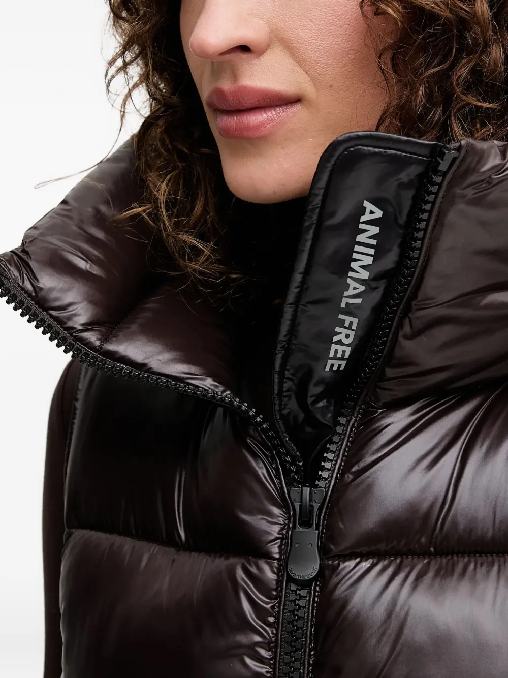 Save The Duck Padded Funnel-neck Vest In Brown