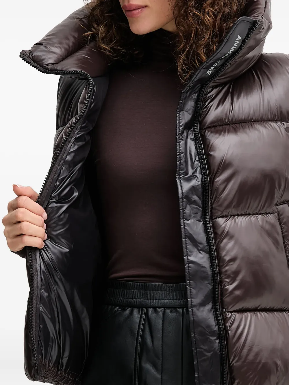 Save The Duck Padded Funnel-neck Vest In Brown