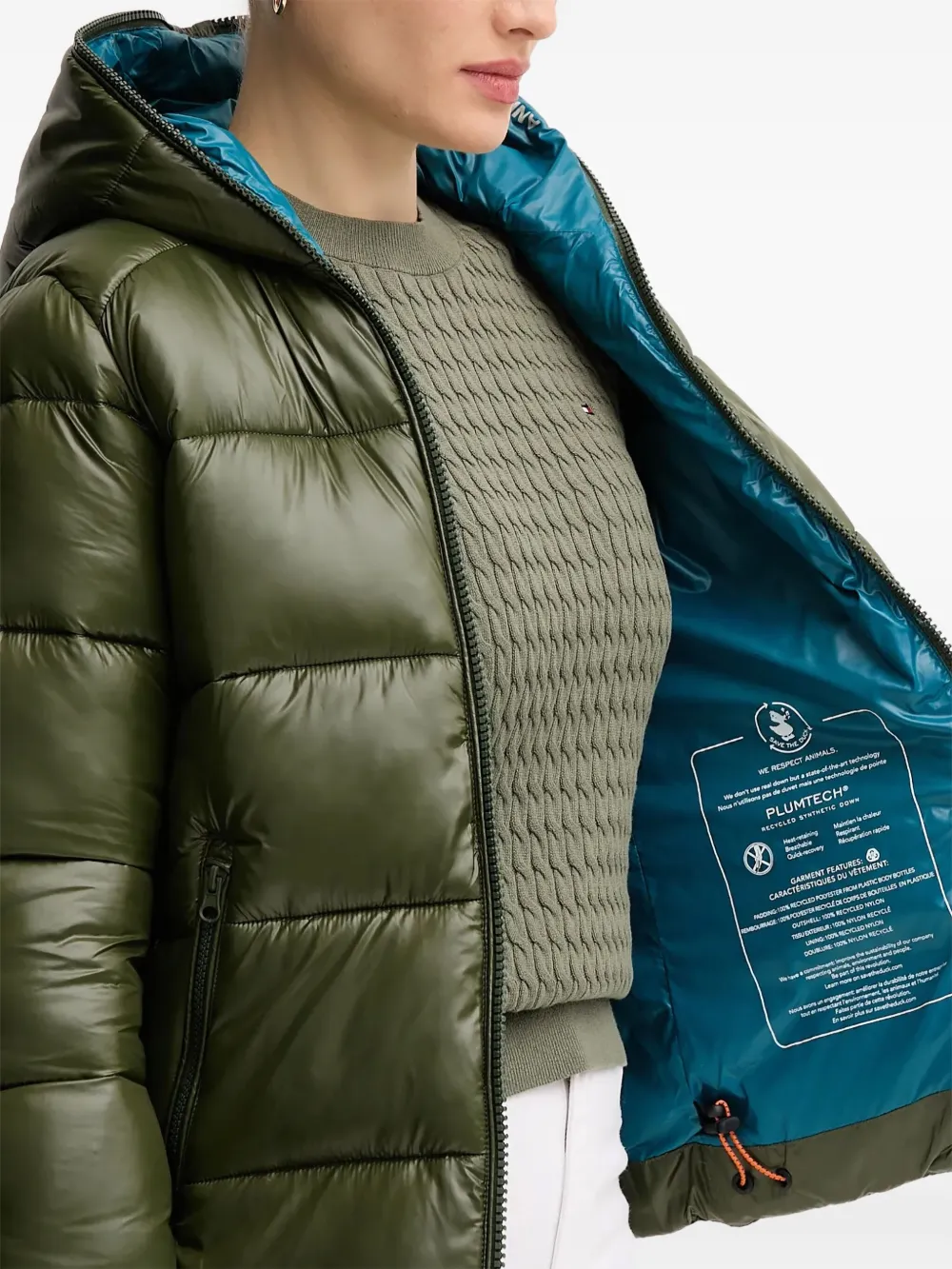 Save The Duck Lois Hooded Puffer Jacket In Green