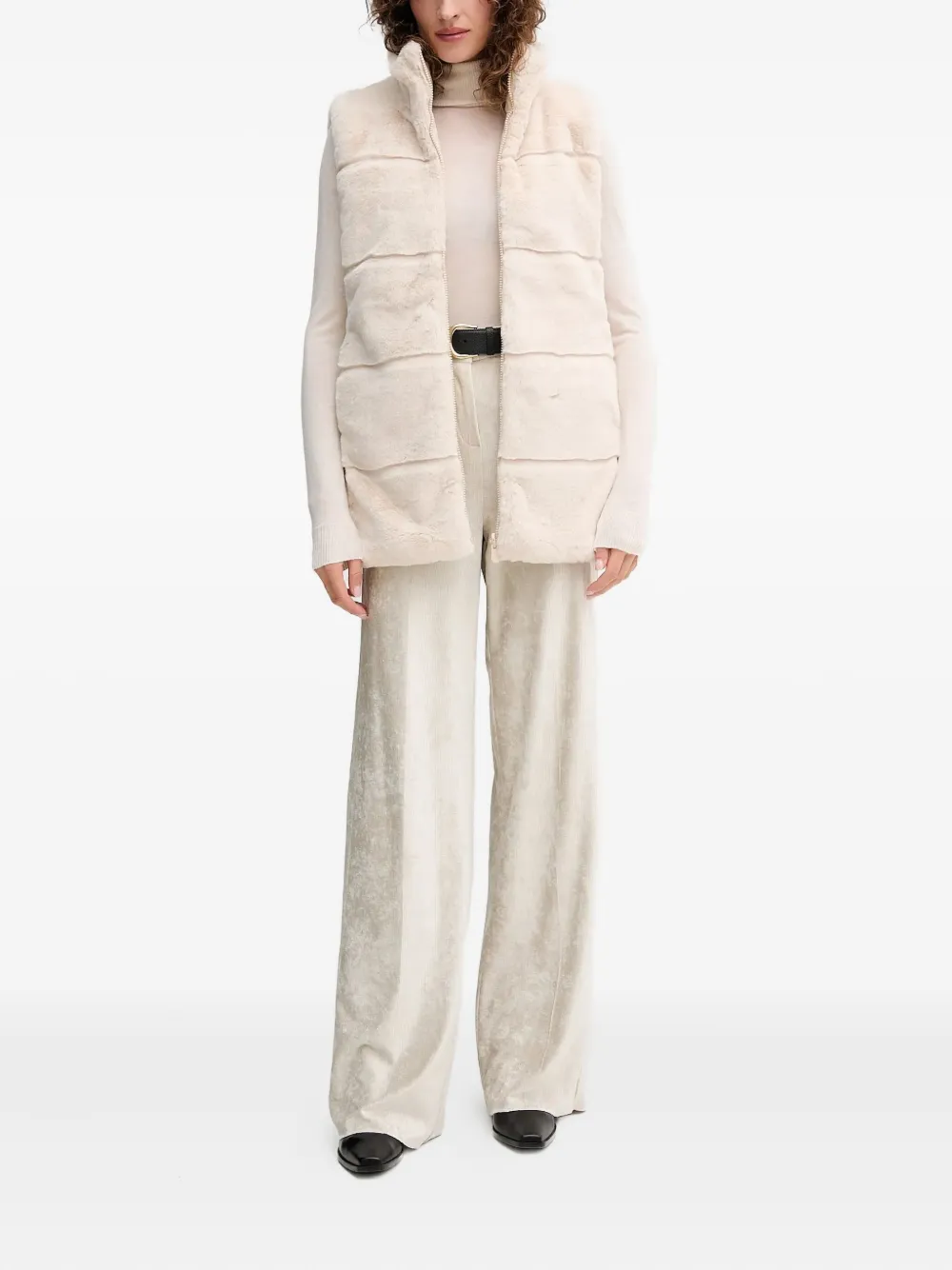 Save The Duck Thigh-length Faux Fur Gilet With Plumtech Padding In Neutral