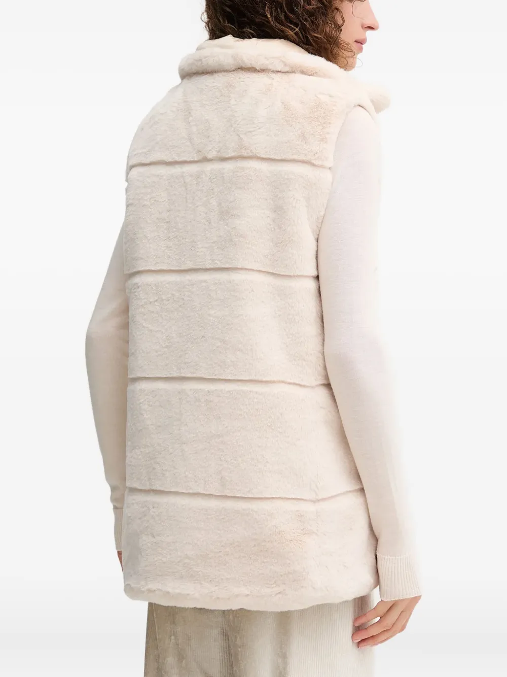 Save The Duck Thigh-length Faux Fur Gilet With Plumtech Padding In Neutral