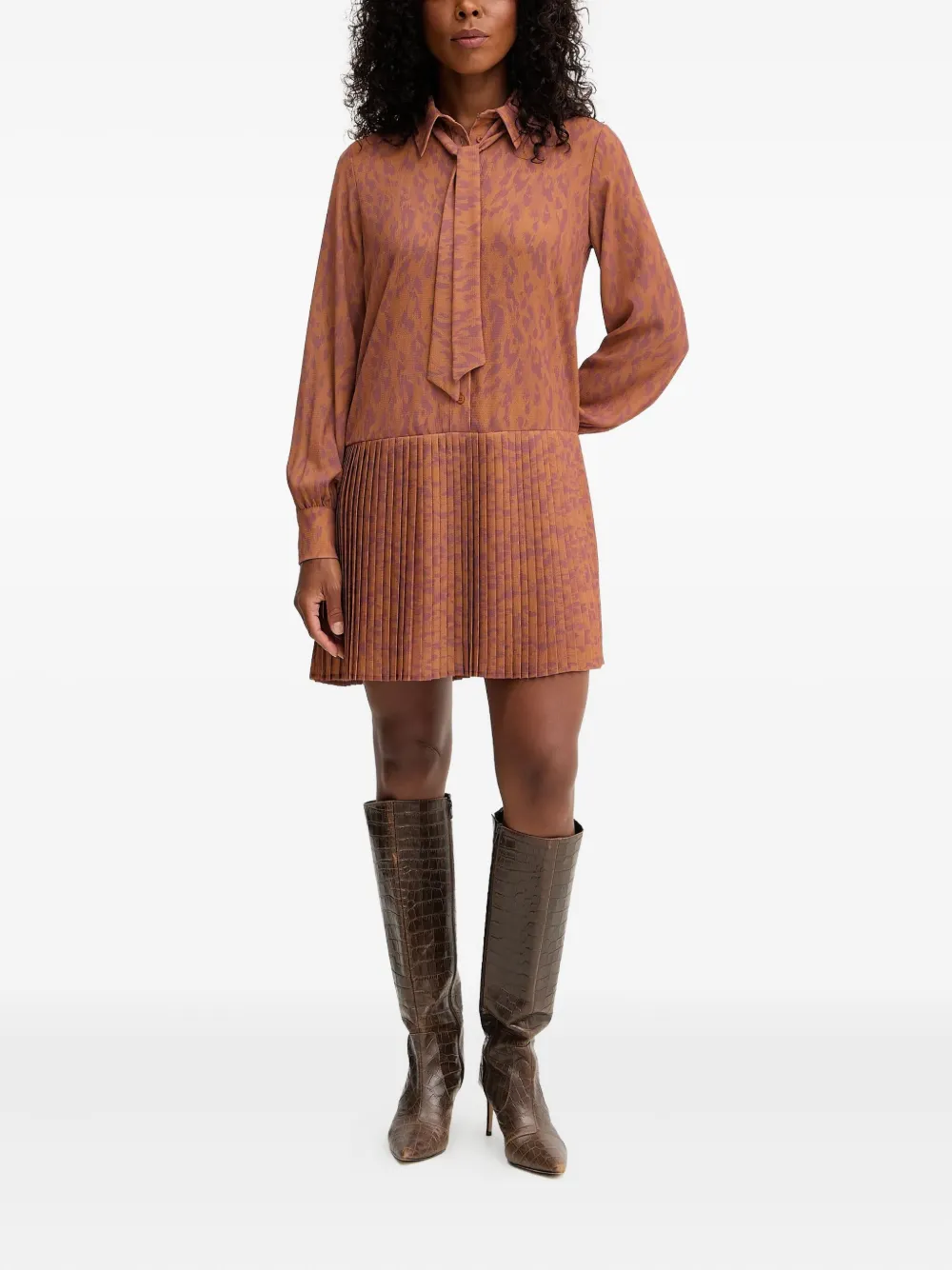 Silvian Heach Pleated Mini Dress In Brown