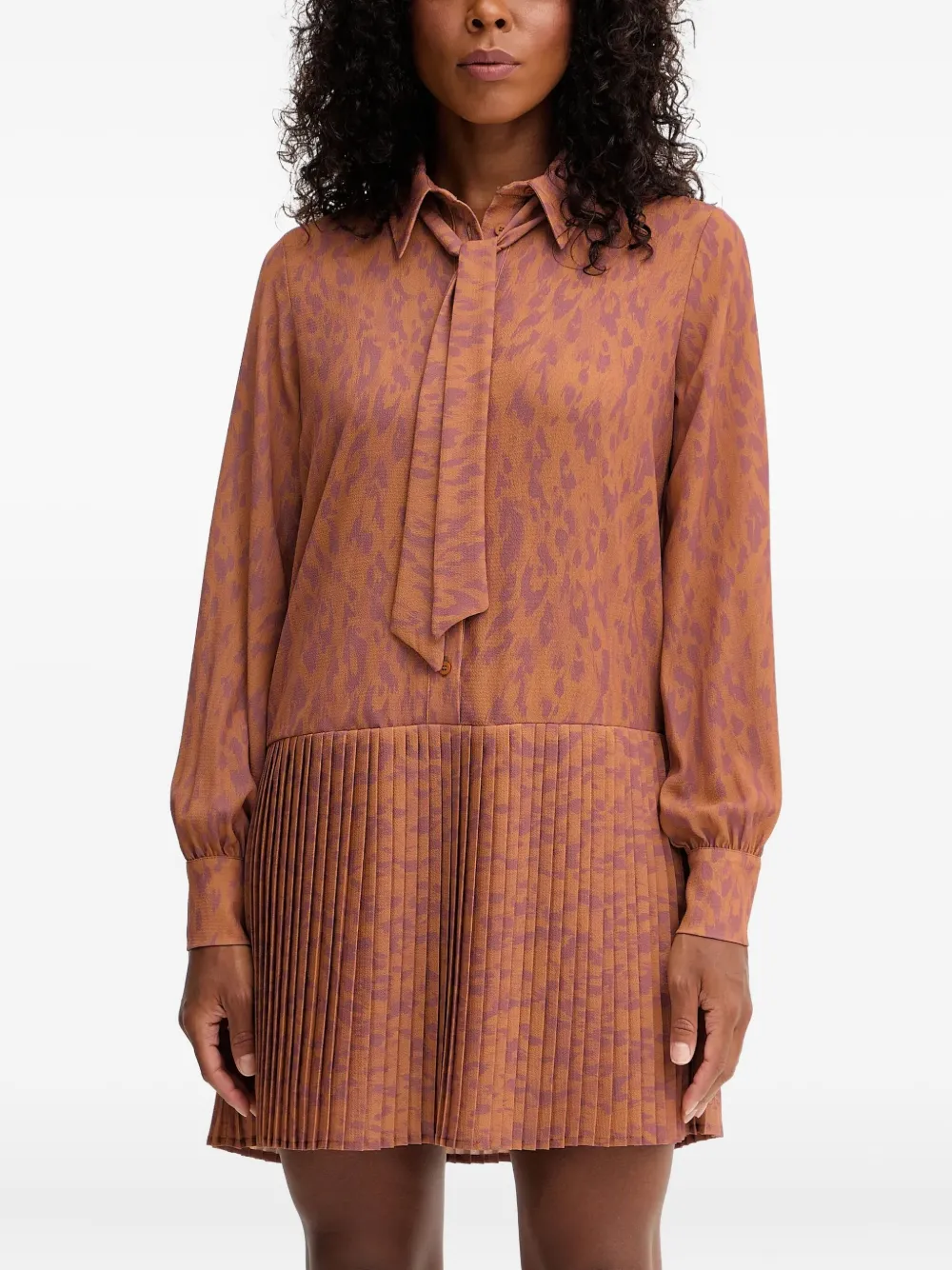 Silvian Heach Pleated Mini Dress In Brown