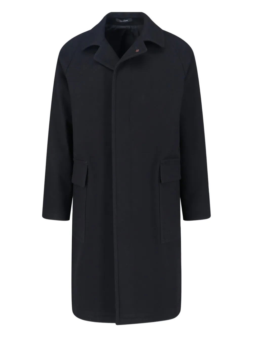 Tagliatore Straight Cut Coat With Concealed Button Placket In Blue