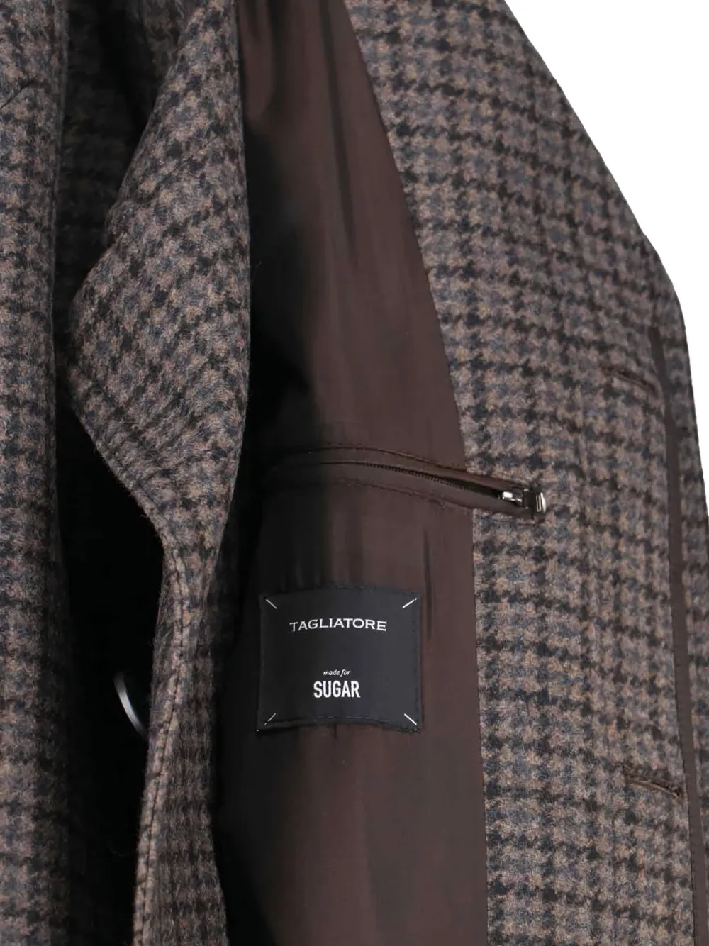 Tagliatore Houndstooth Pattern Jacket With Structured Collar And Flap Pockets In Gray