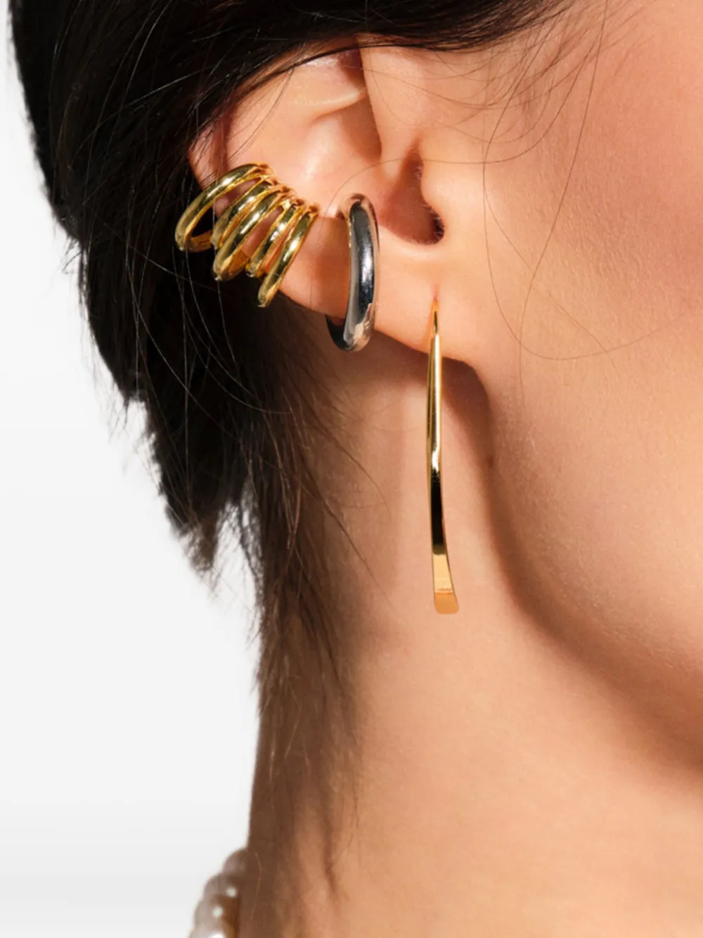 OBSIDIAN quintuple-band ear cuff - Goud