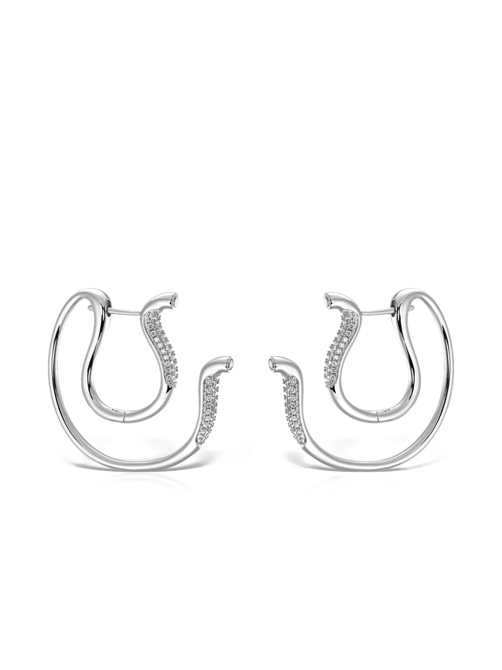 OBSIDIAN arracadas con aplique del logo | plateado | Image 1