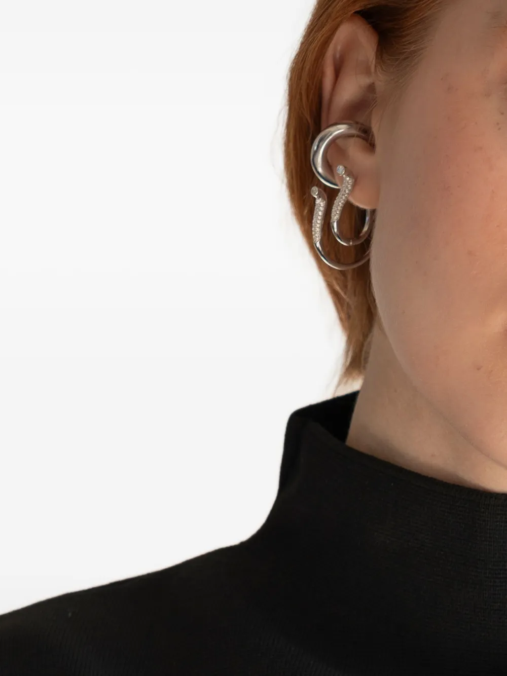 OBSIDIAN embellished hoop earrings - Zilver