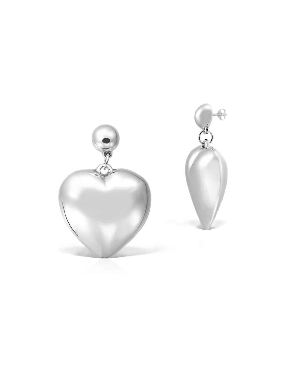 OBSIDIAN heart drop earrings - Zilver
