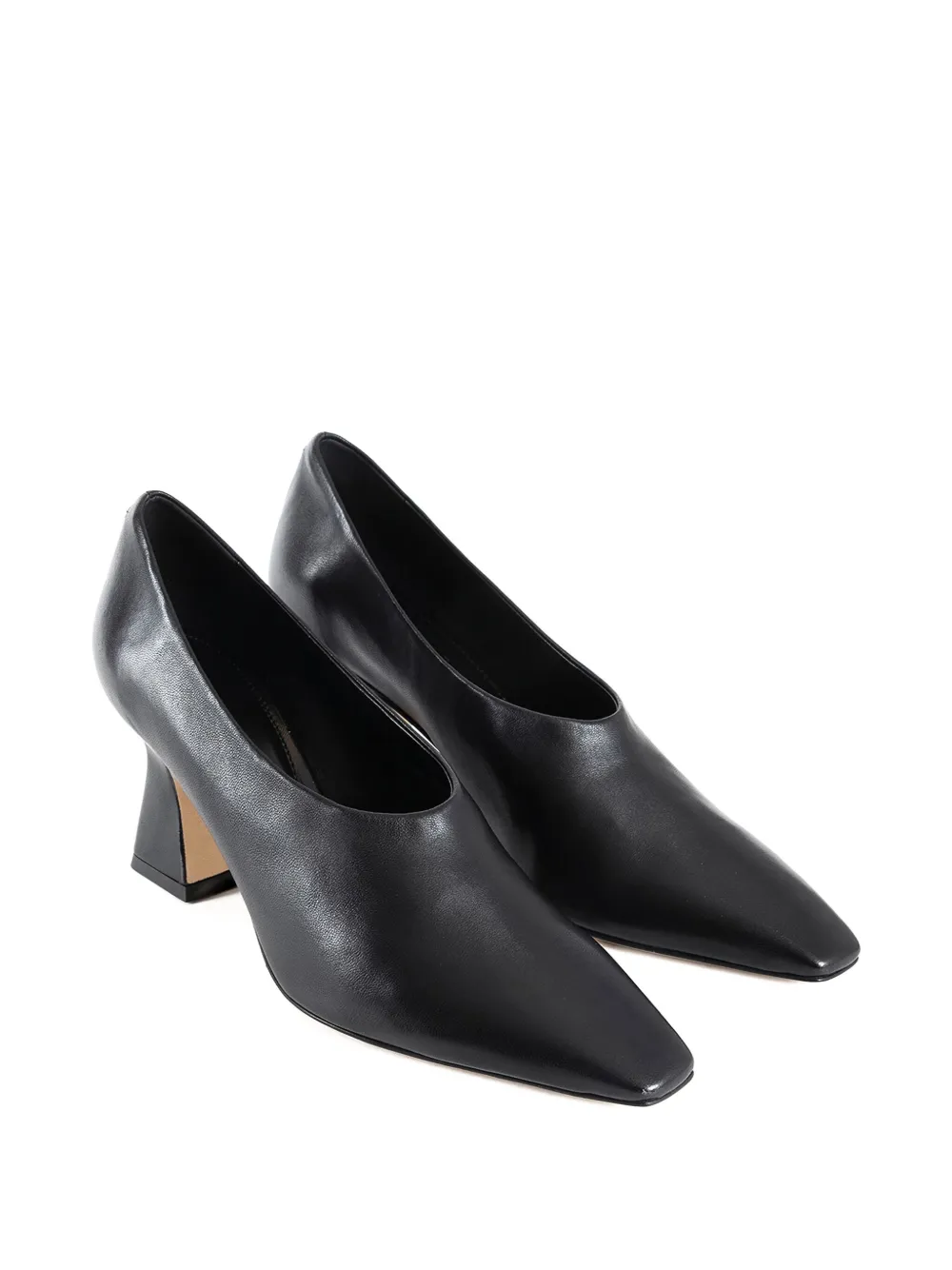 Aeyde 60 mm leren loafers met vierkante neus - Zwart