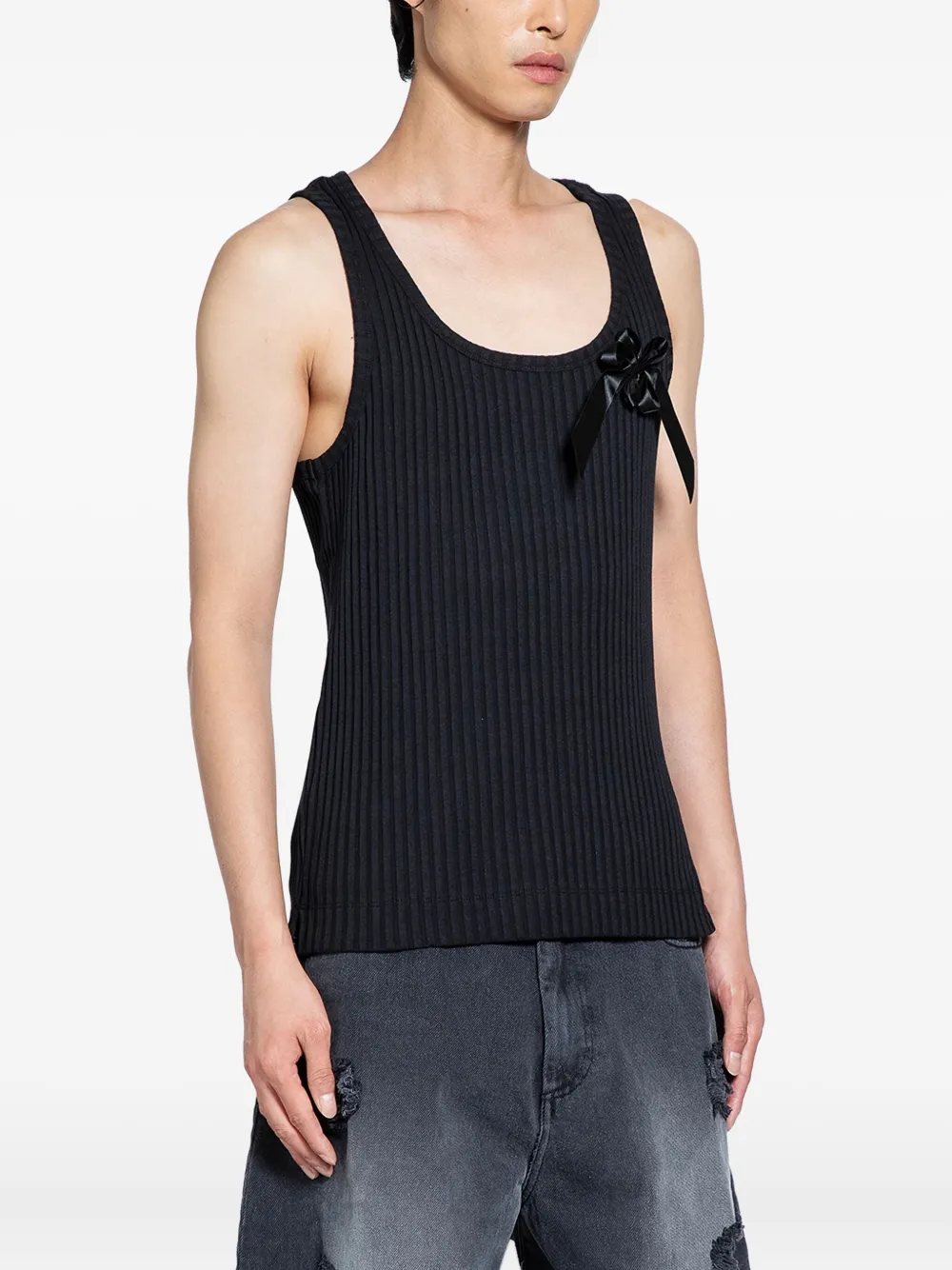 Simone Rocha Ribbon Daisy Vest In Black