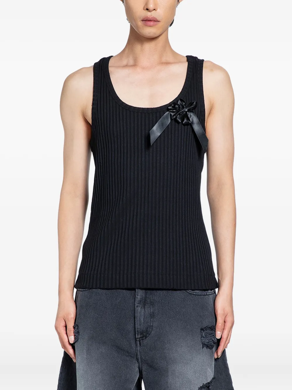 Simone Rocha Ribbon Daisy Vest In Black