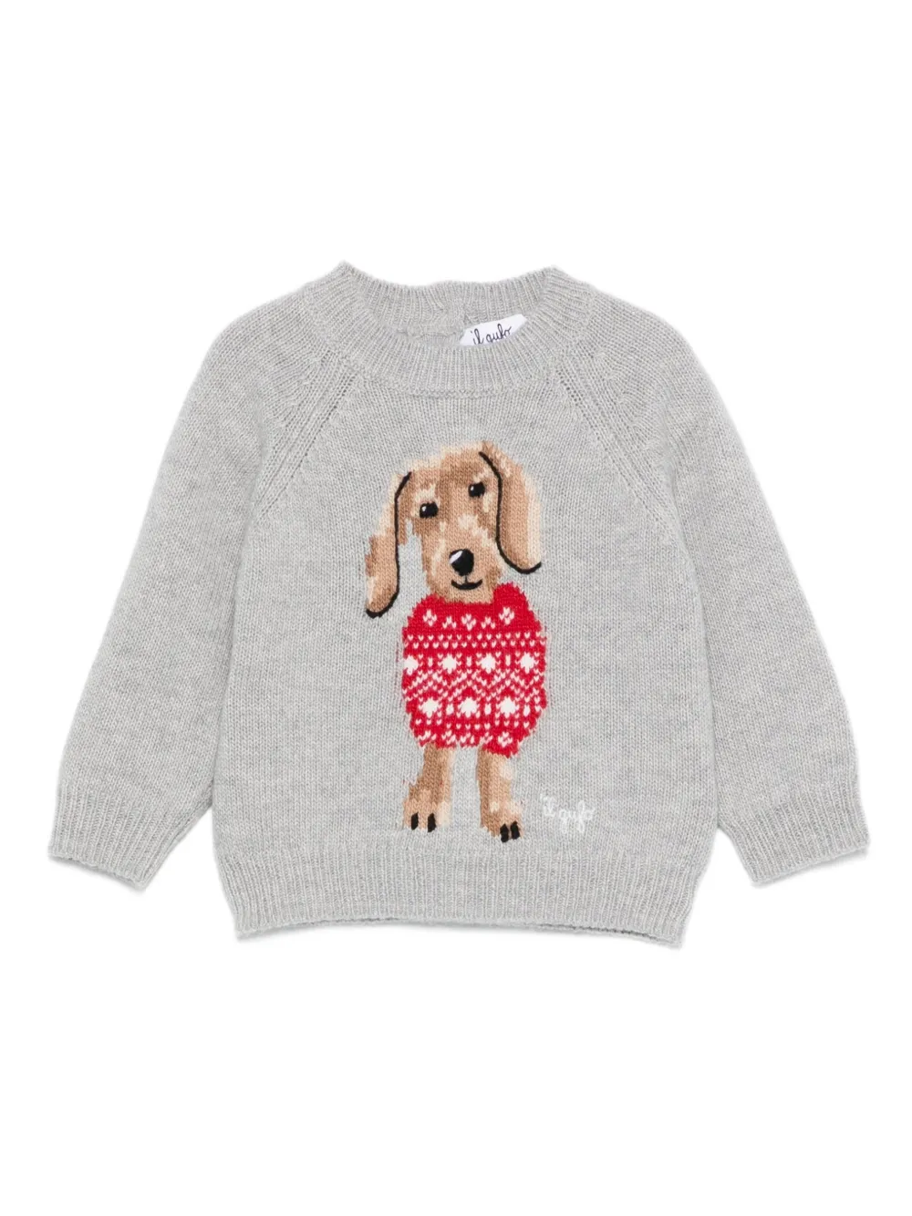 Il Gufo Babies' Embroidered Sweater In Gray