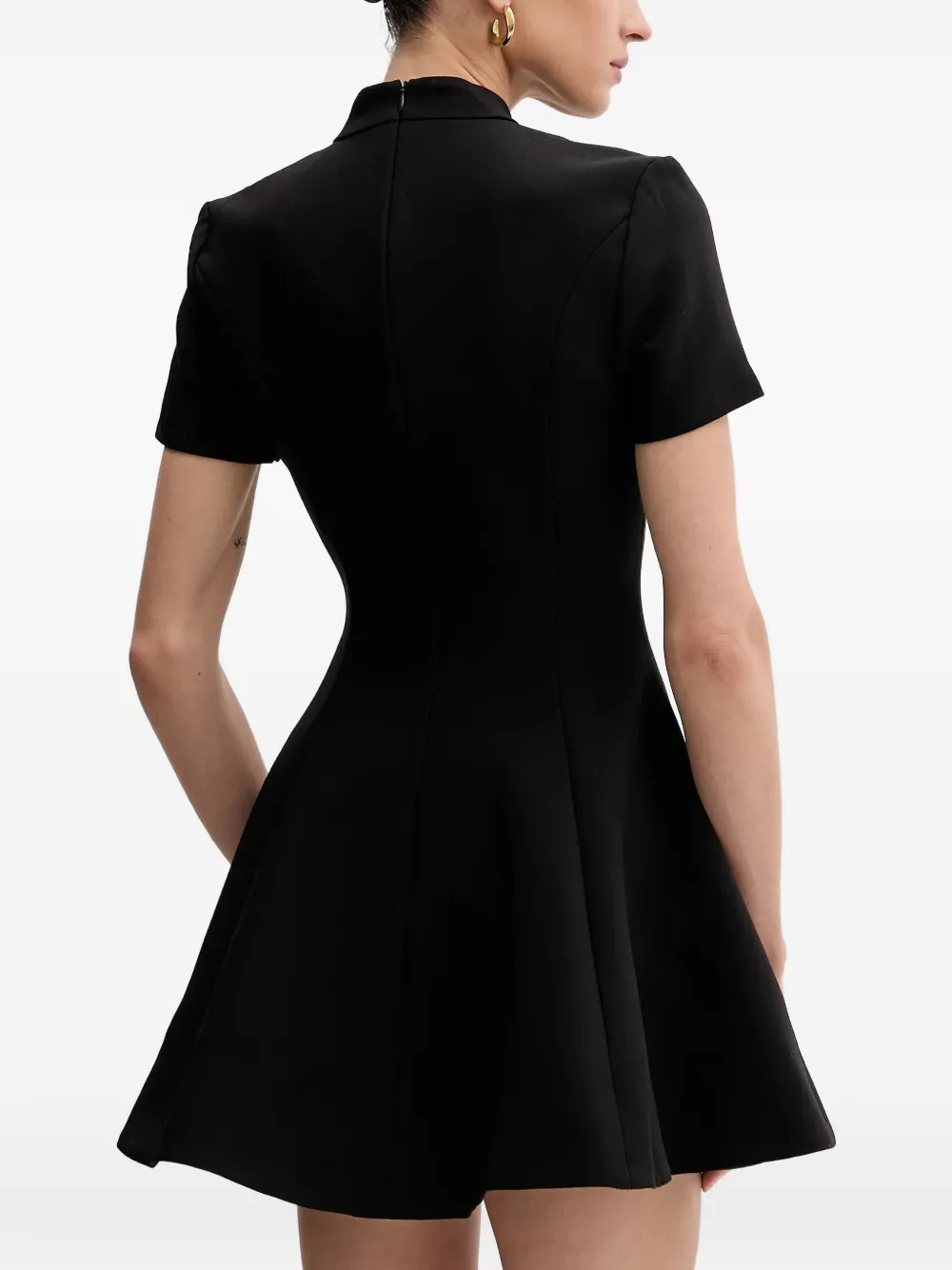 Bardot Zephyra flared mini-jurk met korte mouwen Zwart