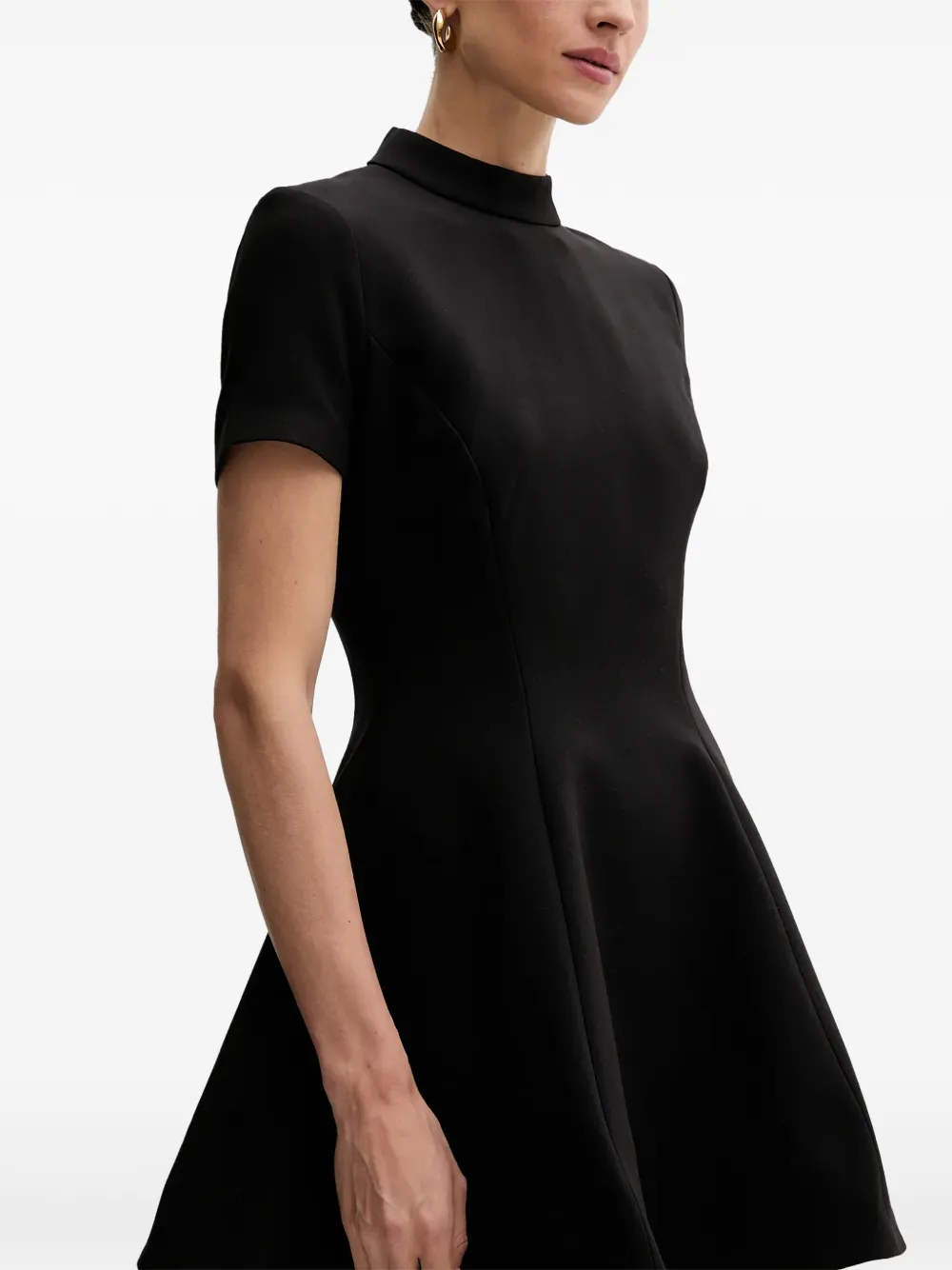 Bardot Zephyra flared mini-jurk met korte mouwen Zwart