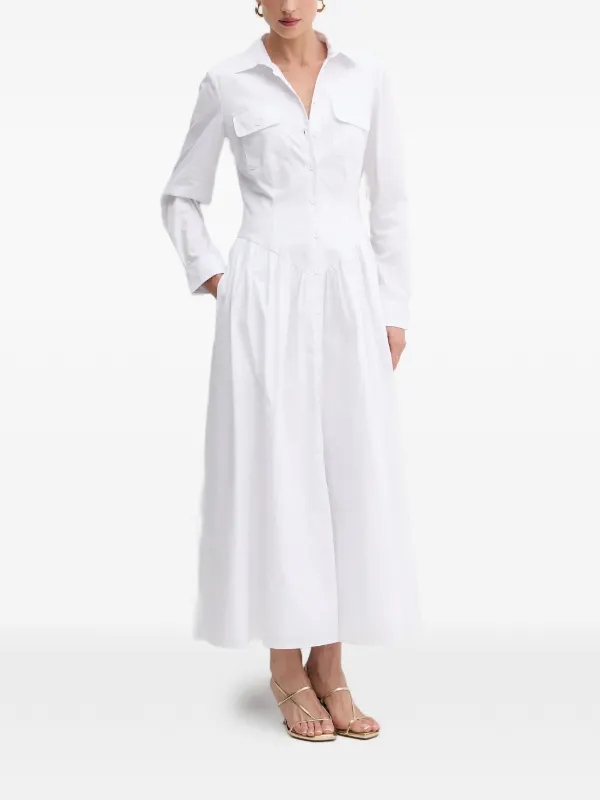 Bardot long-sleeves Midi Shirt Dress | White | FARFETCH ID