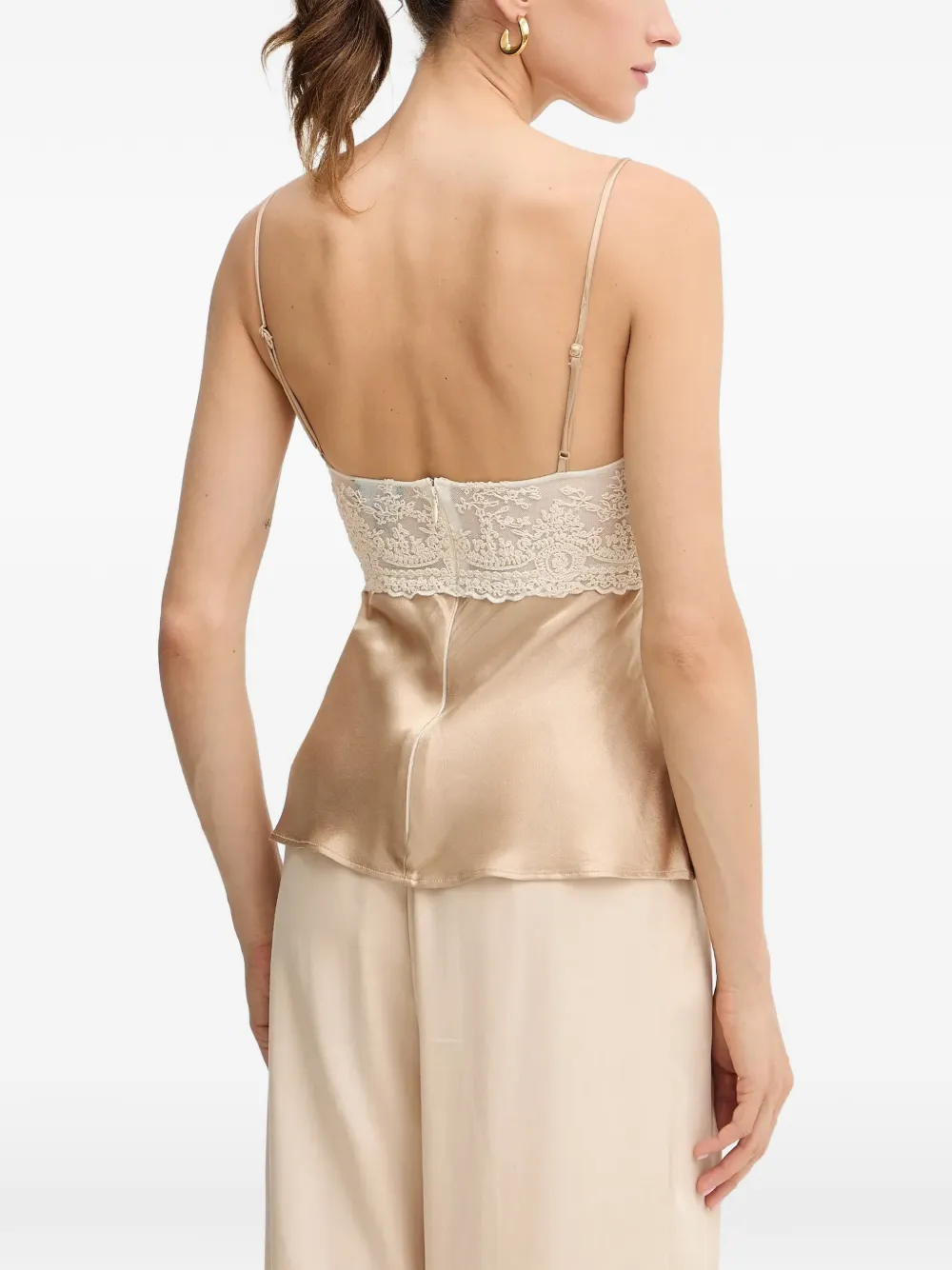  Bardot Lace-panel Top - Neutrals 