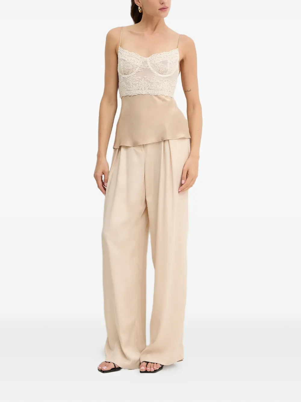  Bardot Lace-panel Top - Neutrals 