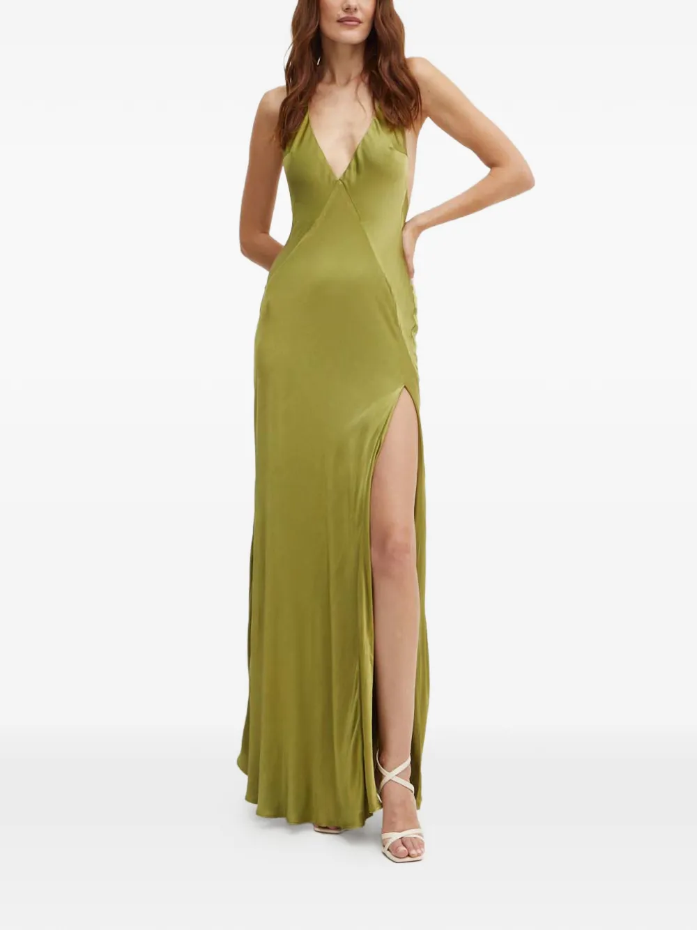 Bardot YVE V-neck slit maxi dress - Verde