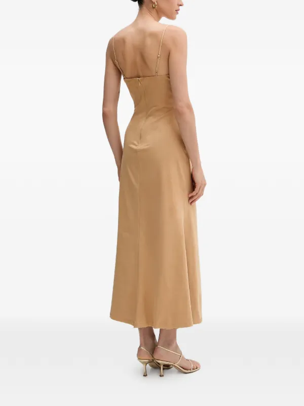 aline midi dresses with sleeves Navy Wedding Guest Dress 2026 Long Sleeve A Line Formal Midi Dress with Waist Tie and Split Neck, S / Dark Blue