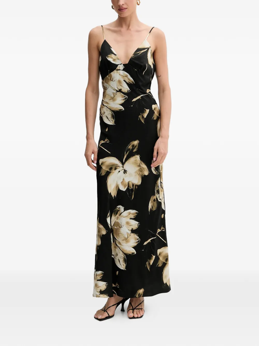 Bardot floral-print V-neck maxi dress - Nero