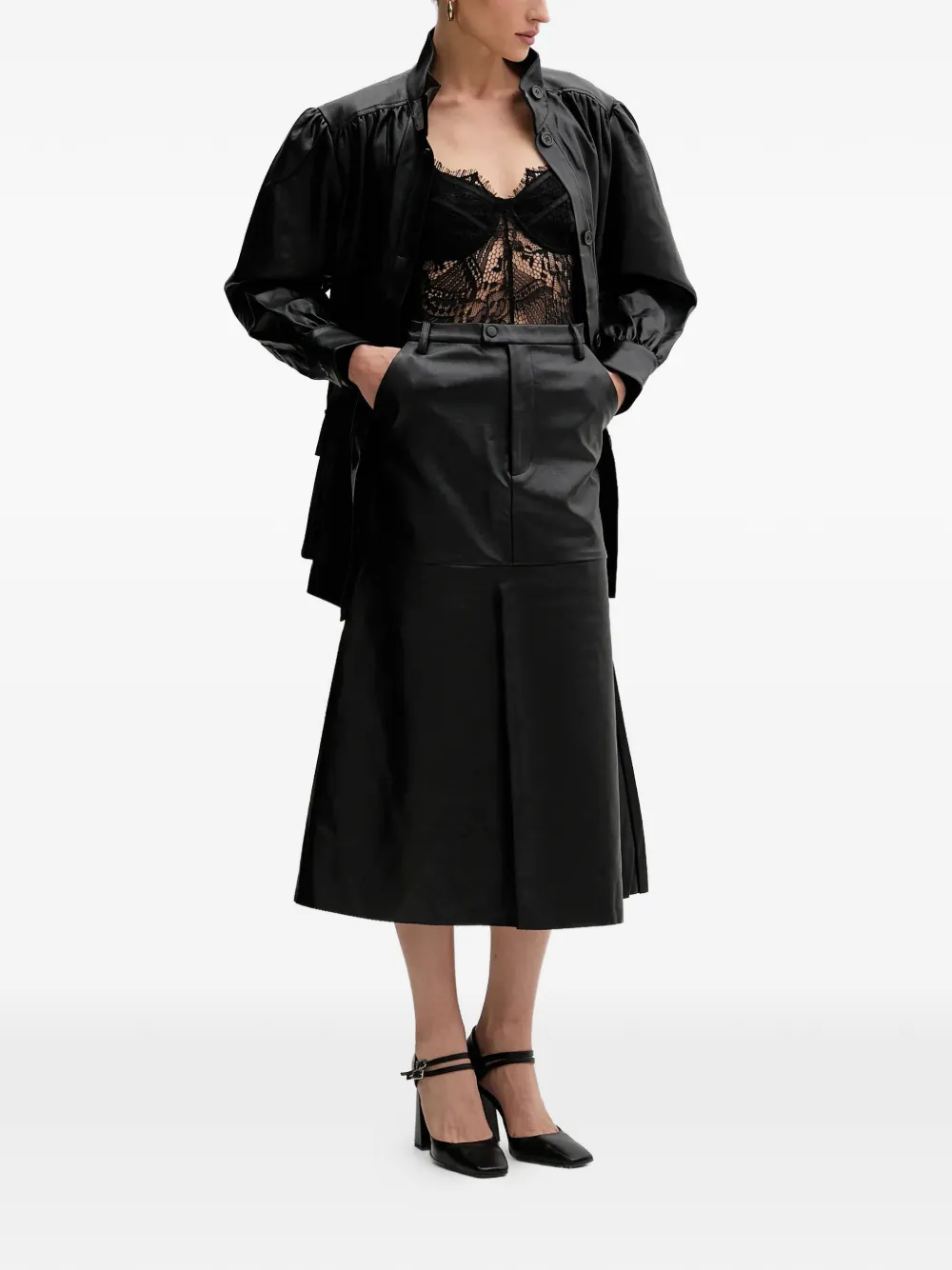  Bardot Falda Midi Acampanada - Negro 