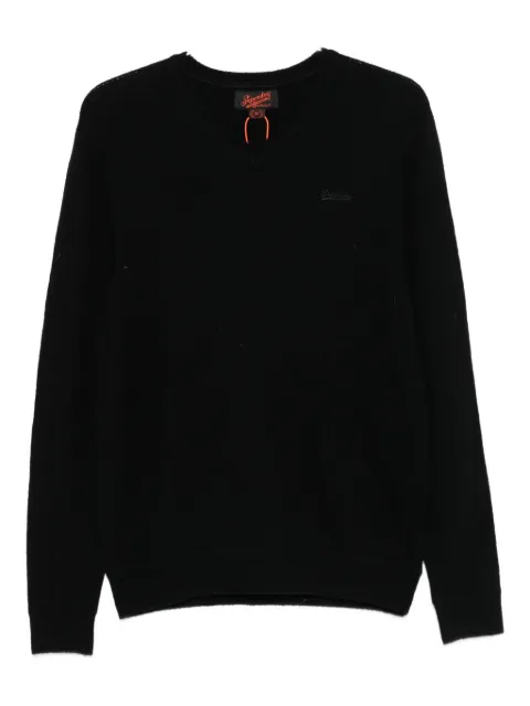 Superdry logo-embroidered V-neck jumper