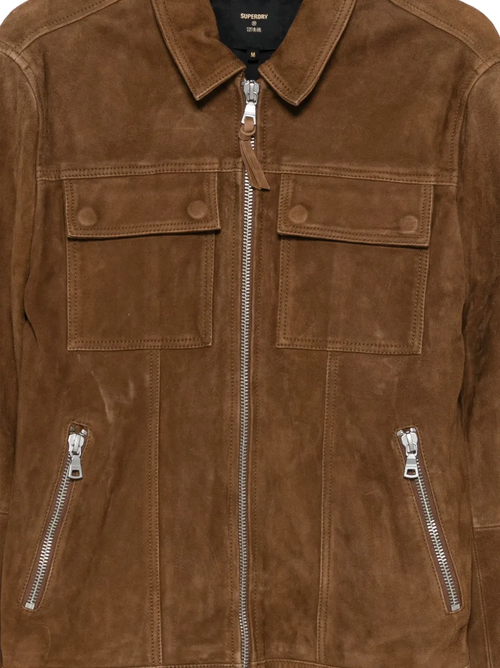 Superdry Leren jack met rits Bruin