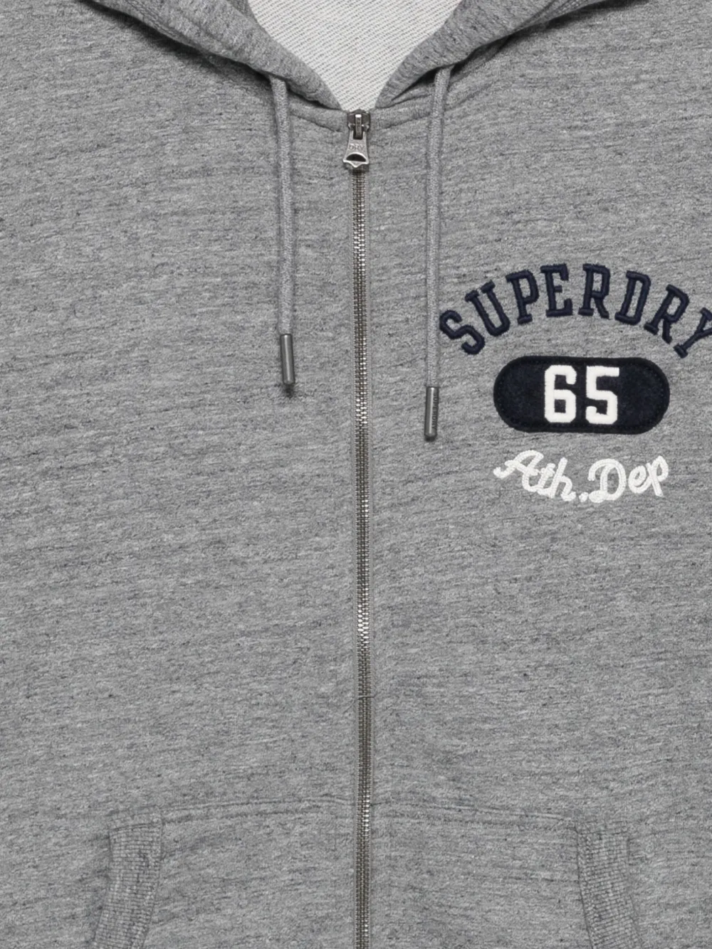 Superdry Logo-embroidered Zip-up Hoodie In Gray