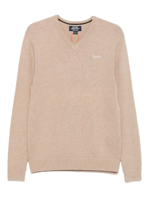 Superdry logo-embroidered V-neck jumper
