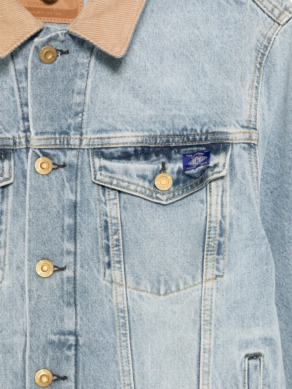Superdry Corduroy-collar Jacket In Blue