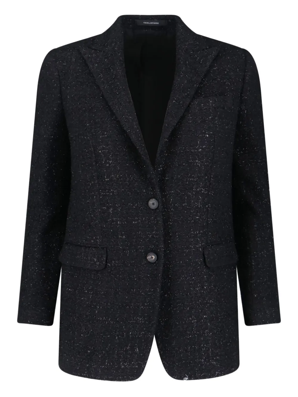 Tagliatore Tailored Black Jacket With Notched Lapel And Textured Fabric In Black